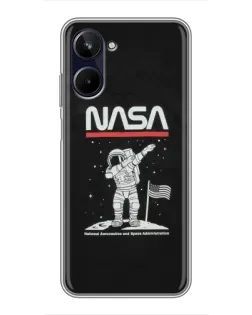 Чохол для Realme 10 з картинкою «NASA — крокуємо по Місяцю»