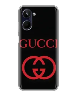 Чехол для Realme 10 с картинкой «Gucci — красный логотип»