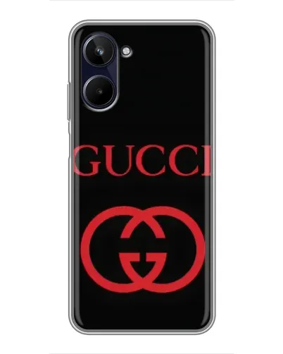 Чехол для Realme 10 с картинкой «Gucci — красный логотип»