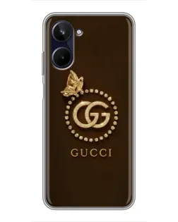 Чехол для Realme 10 с картинкой «Gucci — золотая бабочка»