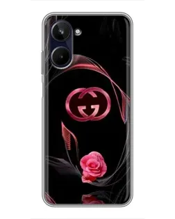 Чехол для Realme 10 с картинкой «Gucci — неоновая роза»