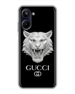 Чехол для Realme 10 с картинкой «Gucci — серебряный лев»