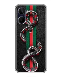 Чехол для Realme 10 с картинкой «Gucci — змея на полосе»