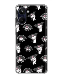 Чехол для Realme 10 с картинкой «Черный паттерн Kuromi»