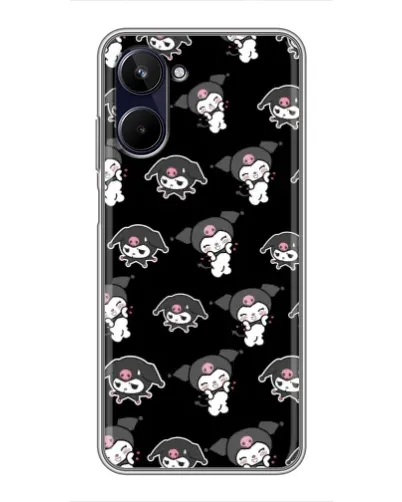 Чехол для Realme 10 с картинкой «Черный паттерн Kuromi»