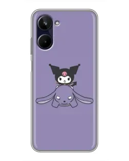 Чехол для Realme 10 с картинкой «Kuromi на лиловом фоне»