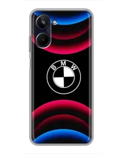 Чехол для Realme 10 с картинкой «Логотип BMW и неоновые дуги»
