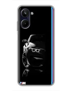 Чехол для Realme 10 с картинкой «Силуэт BMW в темноте»