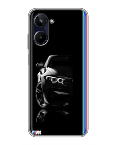 Чехол для Realme 10 с картинкой «Силуэт BMW в темноте»
