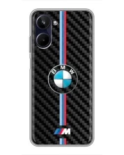 Чехол для Realme 10 с картинкой «Эмблема BMW и карбон»