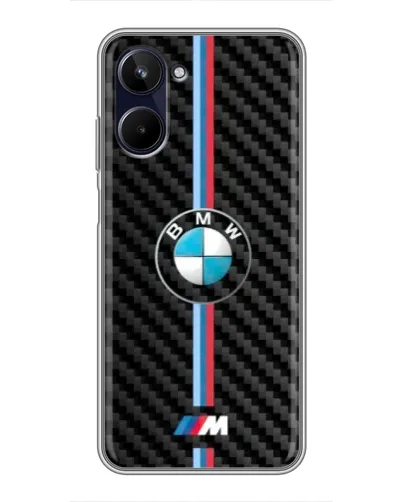 Чехол для Realme 10 с картинкой «Эмблема BMW и карбон»