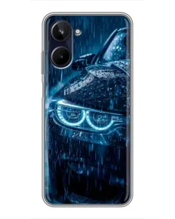 Чехол для Realme 10 с картинкой «BMW под дождем»