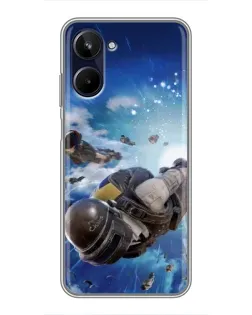 Чехол для Realme 10 с картинкой «Десант PUBG — прыжок»