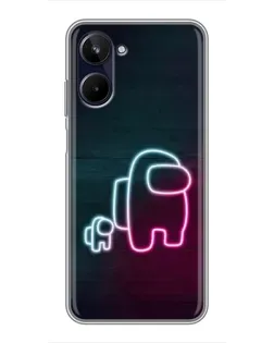 Чехол для Realme 10 с картинкой «Among Us неон-арт»