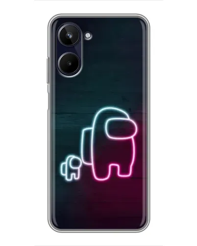 Чехол для Realme 10 с картинкой «Among Us неон-арт»