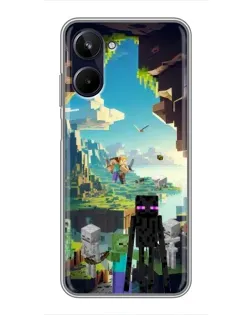 Чехол для Realme 10 с картинкой «Эндермен в лесу»