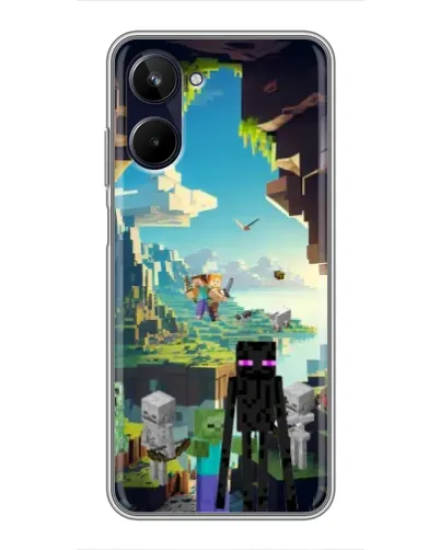 Чехол для Realme 10 с картинкой «Эндермен в лесу»