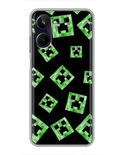 Чехол для Realme 10 с картинкой «Паттерн с криперами»