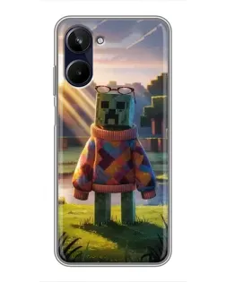 Чехол для Realme 10 с картинкой «Крипер в свитере»