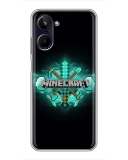 Чехол для Realme 10 с картинкой «Minecraft Diamond лого»