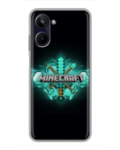 Чехол для Realme 10 с картинкой «Minecraft Diamond лого»