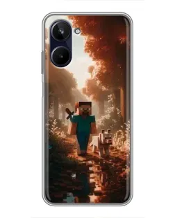 Чехол для Realme 10 с картинкой «Стив в лесу»