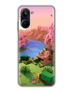 Чехол для Realme 10 с картинкой «Розовое дерево Minecraft»