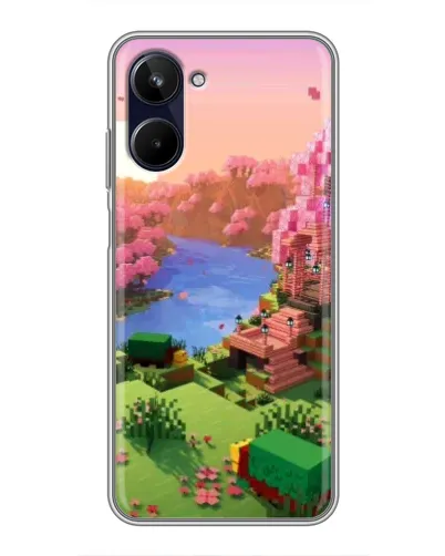 Чехол для Realme 10 с картинкой «Розовое дерево Minecraft»