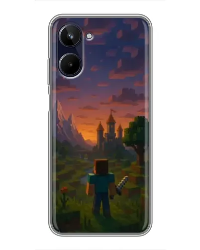 Чехол для Realme 10 с картинкой «Стив у башни»