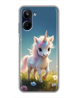 Чехол для Realme 10 с картинкой «Единорог на поляне»