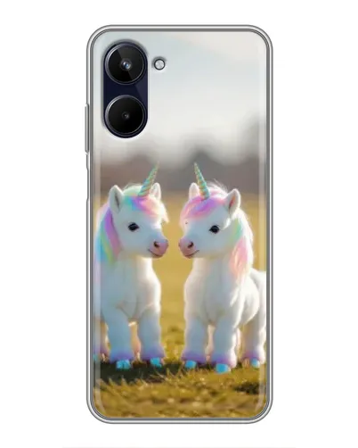 Чехол для Realme 10 с картинкой «Пара единорогов»