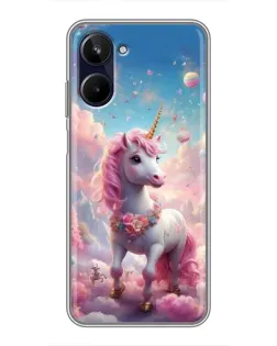 Чехол для Realme 10 с картинкой «Единорог среди облаков»