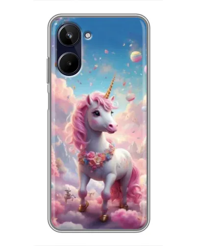 Чехол для Realme 10 с картинкой «Единорог среди облаков»