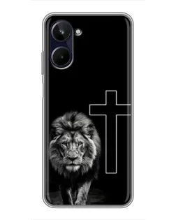 Чехол для Realme 10 с картинкой «Лев и Крест»