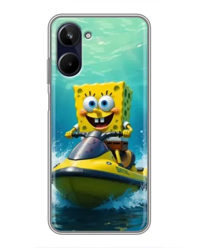 Чехол для Realme 10 с картинкой «Спанч Боб на гидроцикле»