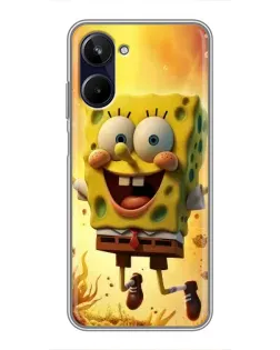 Чехол для Realme 10 с картинкой «Губка Боб прыгает»