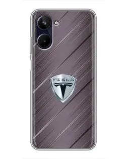 Чехол для Realme 10 с картинкой «Металлическая текстура Tesla»