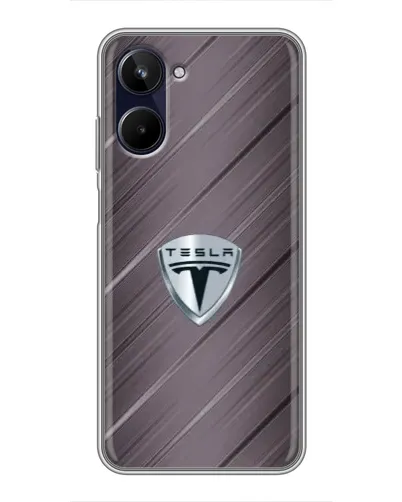 Чехол для Realme 10 с картинкой «Металлическая текстура Tesla» Чехол для Realme 10 с картинкой «Металлическая текстура Tesla»