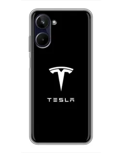 Чехол для Realme 10 с картинкой «Tesla White Logo»