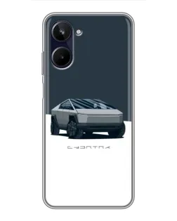 Чехол для Realme 10 с картинкой «Серебристый Cybertruck Tesla»