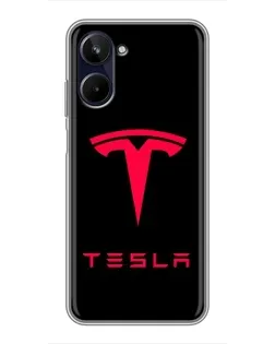 Чехол для Realme 10 с картинкой «Tesla Red Logo»