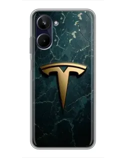 Чехол для Realme 10 с картинкой «Мраморная Tesla Gold»