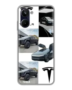 Чехол для Realme 10 с картинкой «Коллаж Cybertruck Tesla»