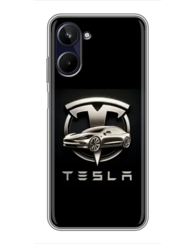 Чехол для Realme 10 с картинкой «Tesla — серебристое авто» Чехол для Realme 10 с картинкой «Tesla — серебристое авто»
