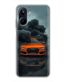 Чехол для Realme 10 с картинкой «Audi в облаках дыма»