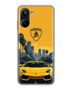 Чохол для Realme 10 з картинкою «Жовтий Lamborghini місто»
