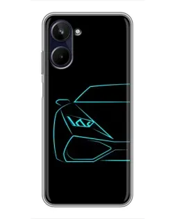 Чохол для Realme 10 з картинкою «Блакитний силует Lamborghini»