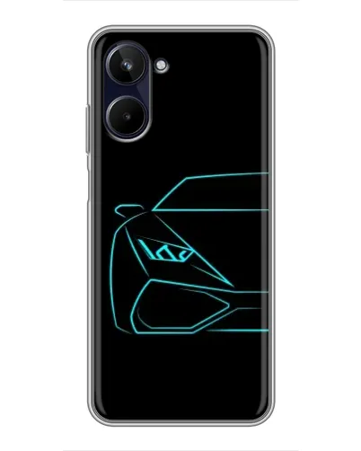 Чохол для Realme 10 з картинкою «Блакитний силует Lamborghini»