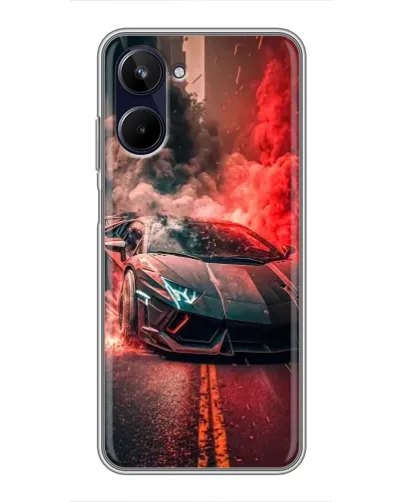 Чохол для Realme 10 з картинкою «Lamborghini червоний дим»