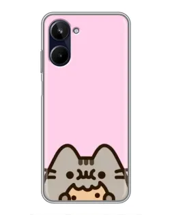 Чехол для Realme 10 с картинкой «Pusheen и печенье»